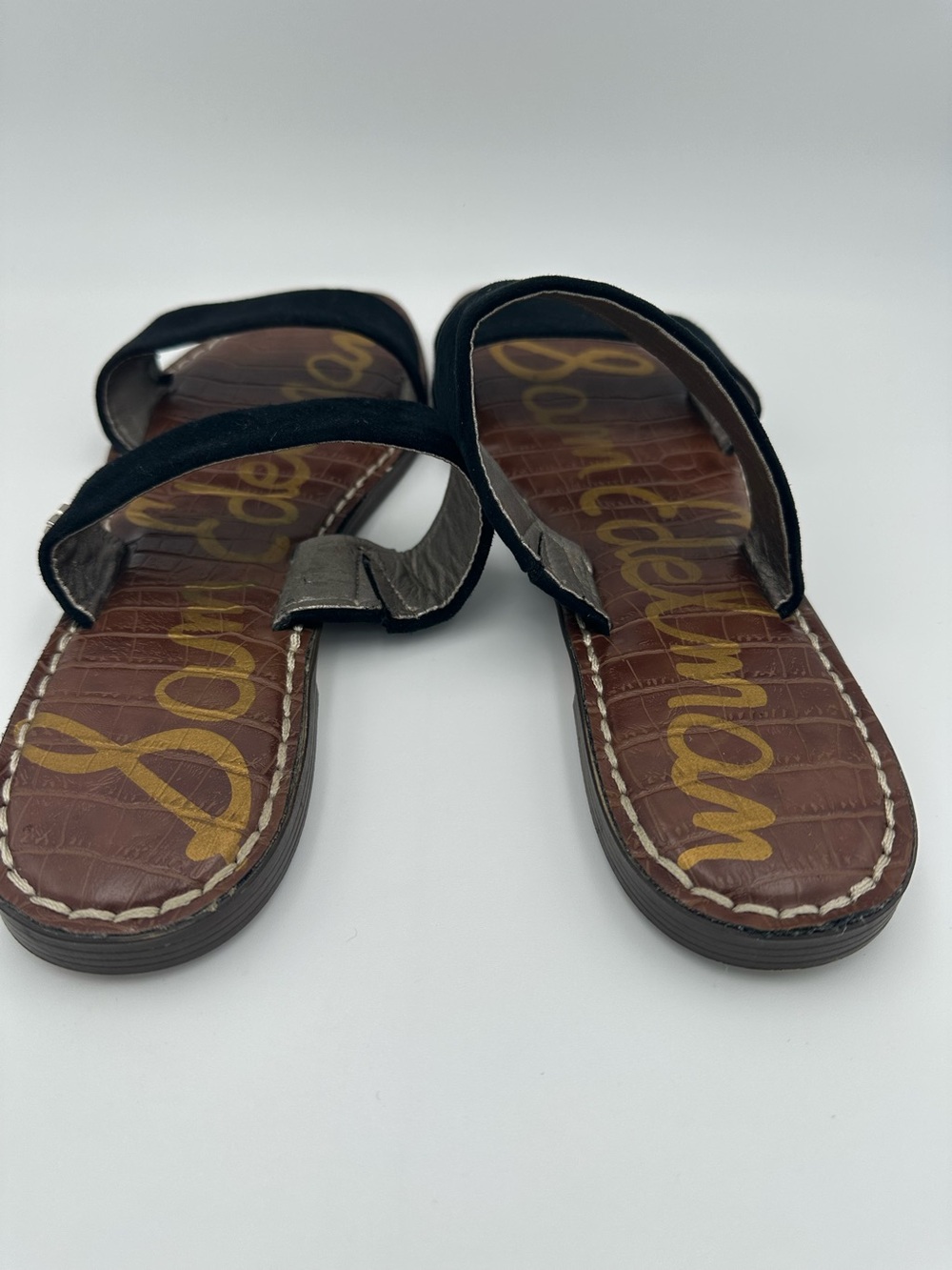 Sam Edelman GALA Black Suede Double Strap Sandals Size 8.5 - Picture 5 of 9